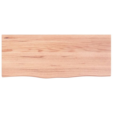 Półka, brązowa, 100x40x(2-4) cm, lakierowane lite drewno dębowe