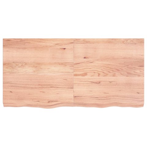 Półka, brązowa, 120x60x(2-6) cm, lakierowane lite drewno dębowe
