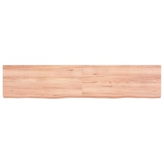 Półka, brązowa, 140x30x(2-6) cm, lakierowane lite drewno dębowe