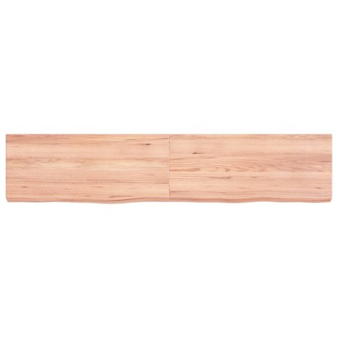 Półka, brązowa, 140x30x(2-6) cm, lakierowane lite drewno dębowe