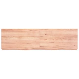 Półka, brązowa, 140x40x(2-6) cm, lakierowane lite drewno dębowe