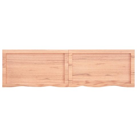Półka, brązowa, 140x40x(2-6) cm, lakierowane lite drewno dębowe