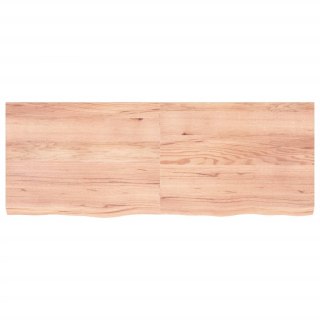 Półka, brązowa, 160x60x(2-6) cm, lakierowane lite drewno dębowe