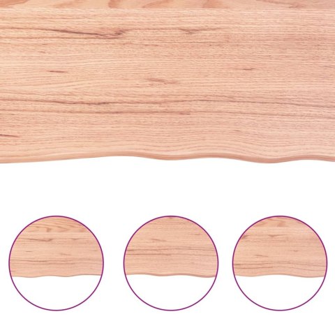Półka, brązowa, 180x60x(2-4) cm, lakierowane lite drewno dębowe