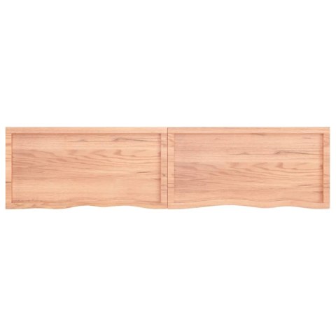 Półka, brązowa, 200x50x(2-6) cm, lakierowane lite drewno dębowe