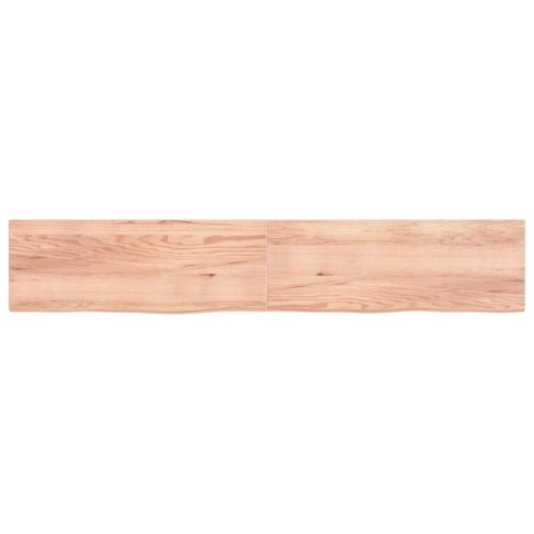 Półka, brązowa, 220x40x(2-4) cm, lakierowane lite drewno dębowe