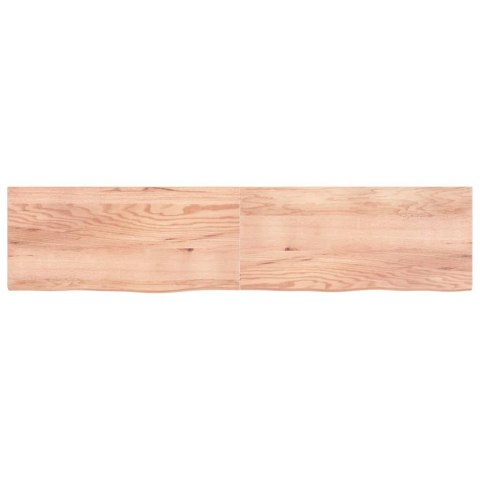 Półka, brązowa, 220x50x(2-4) cm, lakierowane lite drewno dębowe