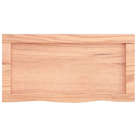 Półka, brązowa, 60x30x(2-6) cm, lakierowane lite drewno dębowe