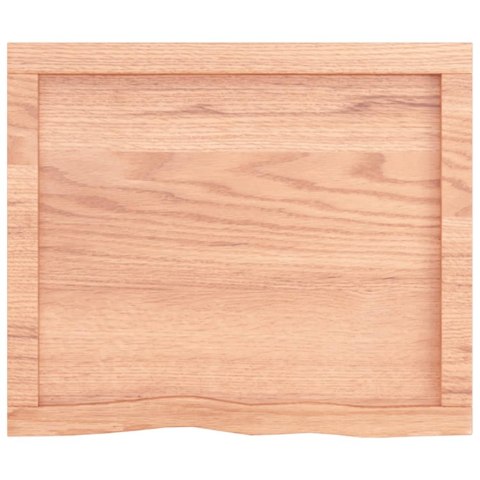 Półka, brązowa, 60x50x(2-6) cm, lakierowane lite drewno dębowe