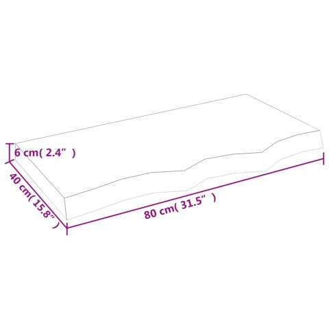 Półka, brązowa, 80x40x(2-6) cm, lakierowane lite drewno dębowe