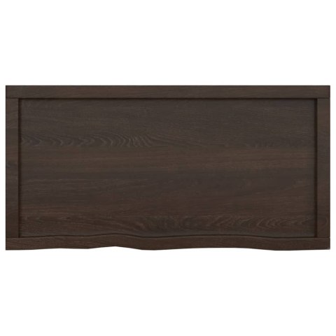Półka, ciemnobrązowa, 100x50x(2-4) cm, wykończone drewno dębowe