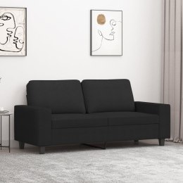 Sofa 2-osobowa, czarna, 140 cm, tapicerowana tkaniną