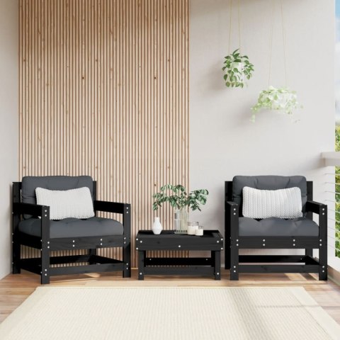 Krzesła ogrodowe, 2 szt., czarne, lite drewno sosnowe