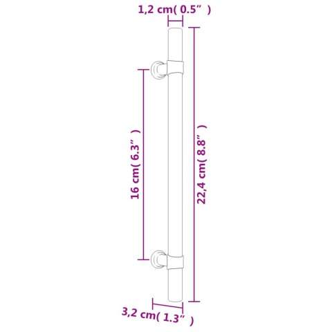 Uchwyty do szafek, 10 szt., czarne, 160 mm, stal nierdzewna