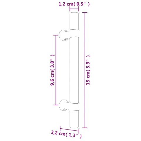 Uchwyty do szafek, 10 szt., czarne, 96 mm, stal nierdzewna