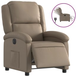 Elektryczny fotel rozkładany, cappuccino, obity sztuczną skórą