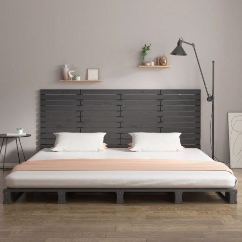 Wezgłowie łóżka, szare, 166x3x91,5 cm, lite drewno sosnowe
