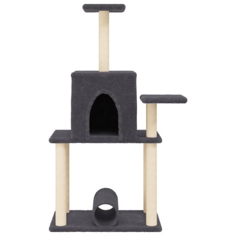 Drapak dla kota, z sizalowymi słupkami, ciemnoszary, 122 cm
