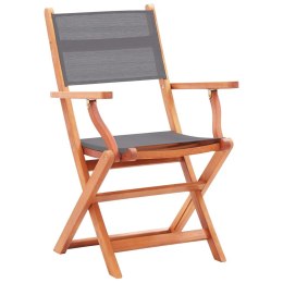 Składane krzesła ogrodowe 6 szt. szare, eukaliptus i textilene