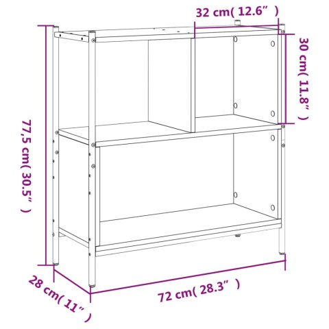 Regał, czarny, 72x28x77,5 cm, materiał drewnopochodny