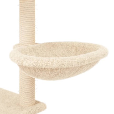 Drapak dla kota z sizalowymi słupkami, kremowy, 153 cm
