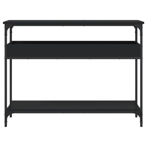Stolik konsolowy z półką, czarny, 100x29x75 cm