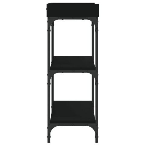 Stolik konsolowy z półkami, czarny, 100x30x80 cm