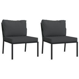 Krzesła ogrodowe z szarymi poduszkami, 2 szt, 60x74x79 cm, stal