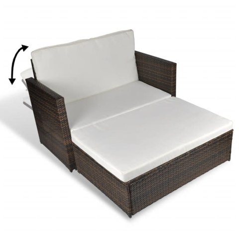 Sofa ogrodowa, rattan PE, brązowa