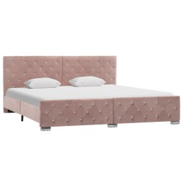 Rama łóżka, różowa, tapicerowana aksamitem, 180x200 cm