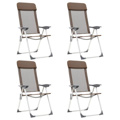 Składane krzesła turystyczne, 4 szt., brązowe, aluminiowe