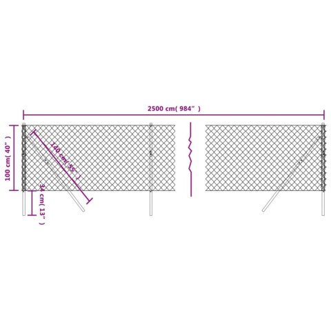 Ogrodzenie z siatki, srebrne, 1x25 m