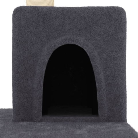 Drapak dla kota z sizalowymi słupkami, ciemnoszary, 123 cm