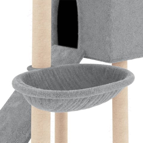 Drapak dla kota, z sizalowymi słupkami, jasnoszary, 153 cm