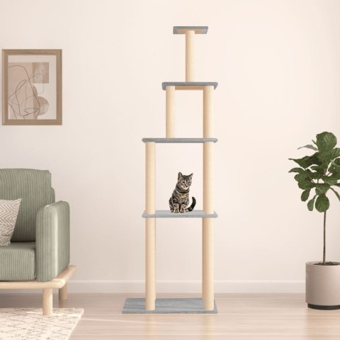 Drapak dla kota, z sizalowymi słupkami, jasnoszary, 183 cm