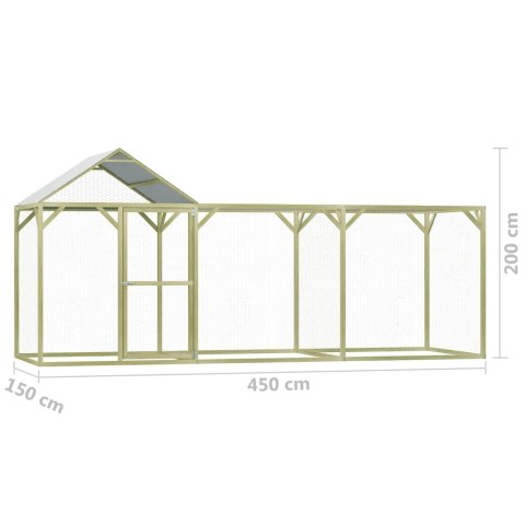 Klatka dla drobiu, 4,5x1,5x2 m, impregnowane drewno sosnowe