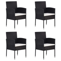 Krzesła ogrodowe, 4 szt., czarne, polirattan