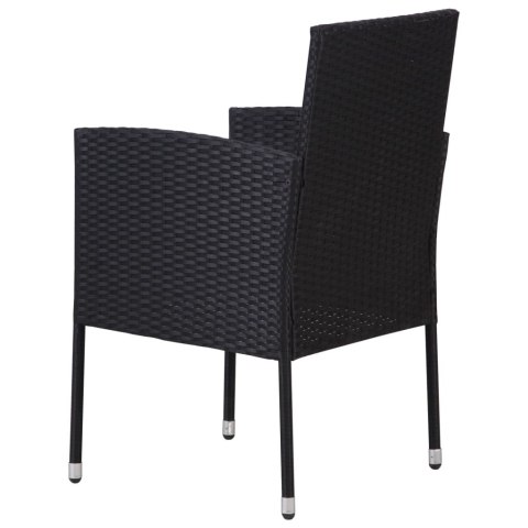 Krzesła ogrodowe, 4 szt., czarne, polirattan