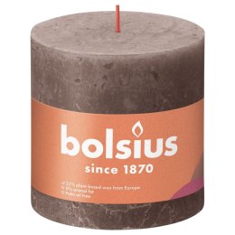 Bolsius Rustykalne świece pieńkowe Shine, 3 szt., 100x100 mm, taupe