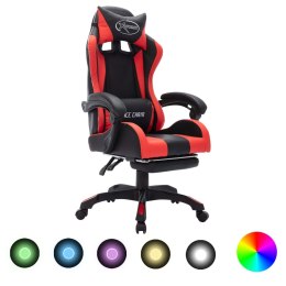 Fotel dla gracza z RGB LED, czerwono-czarny, sztuczna skóra