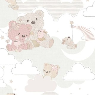 Noordwand Tapeta Mondo baby Hug Bears, różowo-beżowa