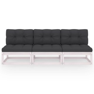 3-osobowa sofa z poduszkami, lite drewno sosnowe