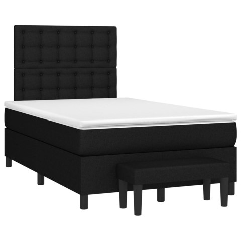 Łóżko kontynentalne z materacem, czarne, tkanina, 120x200 cm