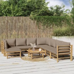 9-cz. zestaw mebli do ogrodu, poduszki w kolorze taupe, bambus