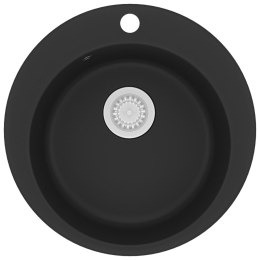 Granitowy zlewozmywak jednokomorowy, okrągły, czarny