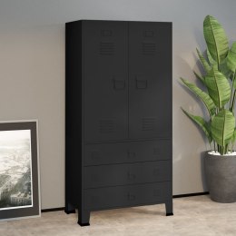 Industrialna szafa, czarna, 90x50x180 cm, metalowa
