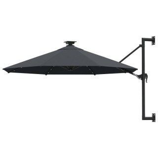 Parasol ścienny z LED, na metalowym słupku, 300 cm, antracytowy