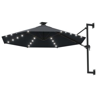 Parasol ścienny z LED, na metalowym słupku, 300 cm, antracytowy