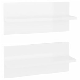 Półki ścienne, 2 szt., białe, wysoki połysk, 40 x 11,5 x 18 cm
