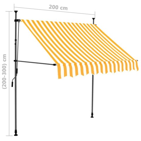 Ręcznie zwijana markiza z LED, 200 cm, biało-pomarańczowa